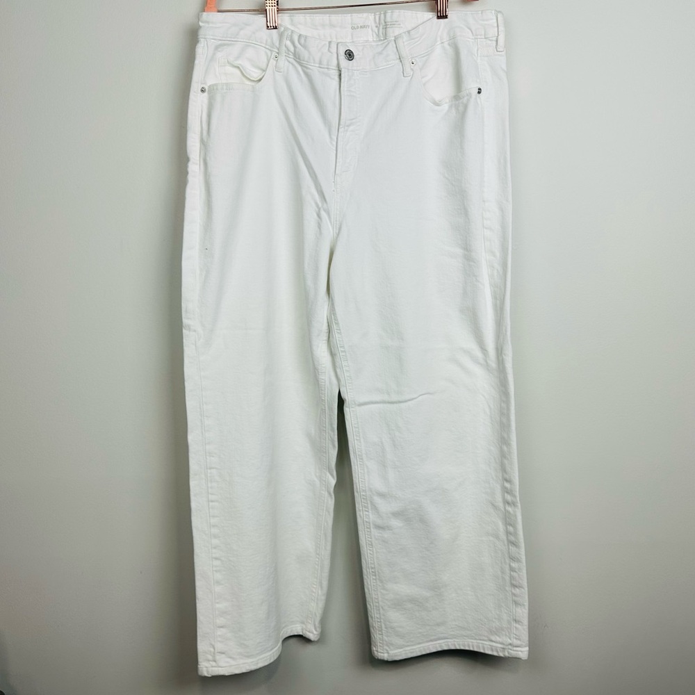 Old Navy Women's Extra High Rise Wide Leg White Jeans Size 18